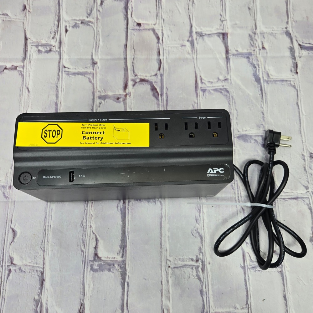 APC Back-UPS 600 BE600M1 Battery Backup Surge Protector 7-Outlet 1.5A USB Black
